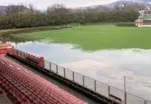 (FOTO) Obilne padavine nanijele veliku štetu: Potopljen teren stadiona na kojem se ove sezone igrala i Premijer liga BiH Obilne Padavine Nanijele Veliku Stetu Potopljen Teren Stadiona Na